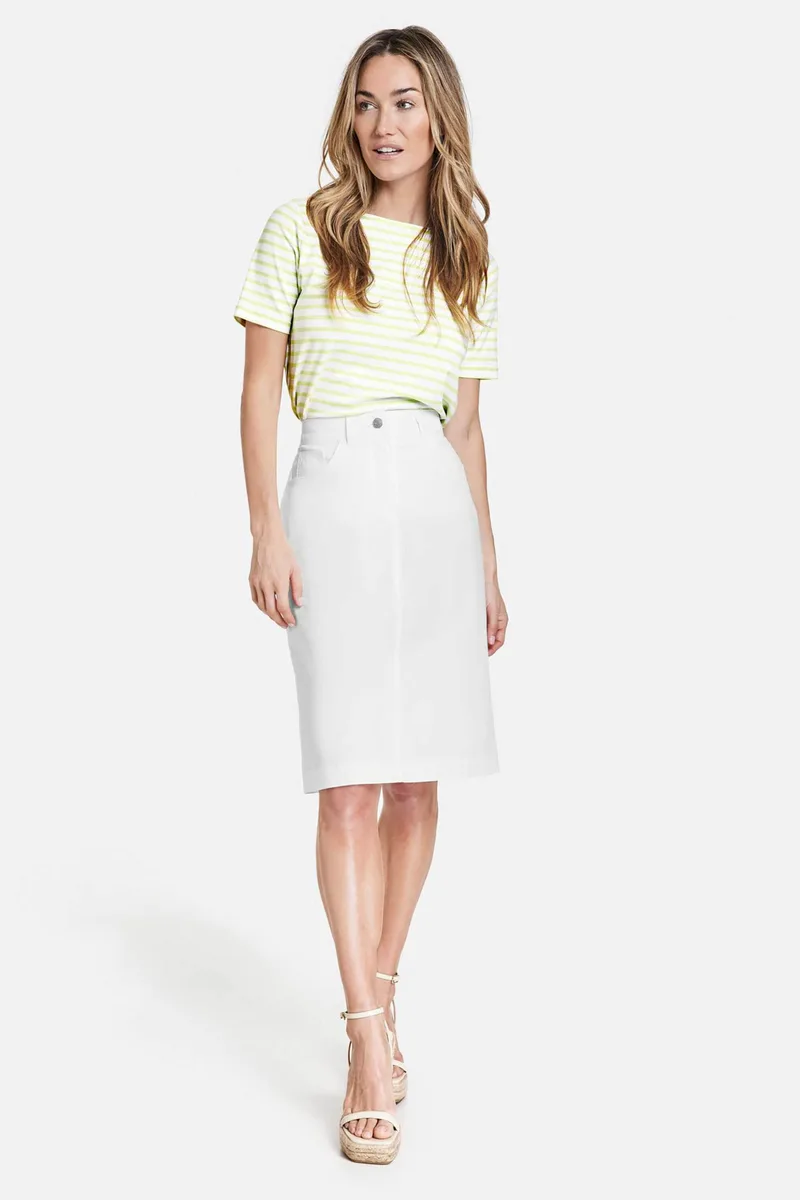 Gerry Weber γυναικεία mini pencil φούστα μονόχρωμη πεντάτσεπη με άνοιγμα πίσω - 811030-66222 Λευκό
