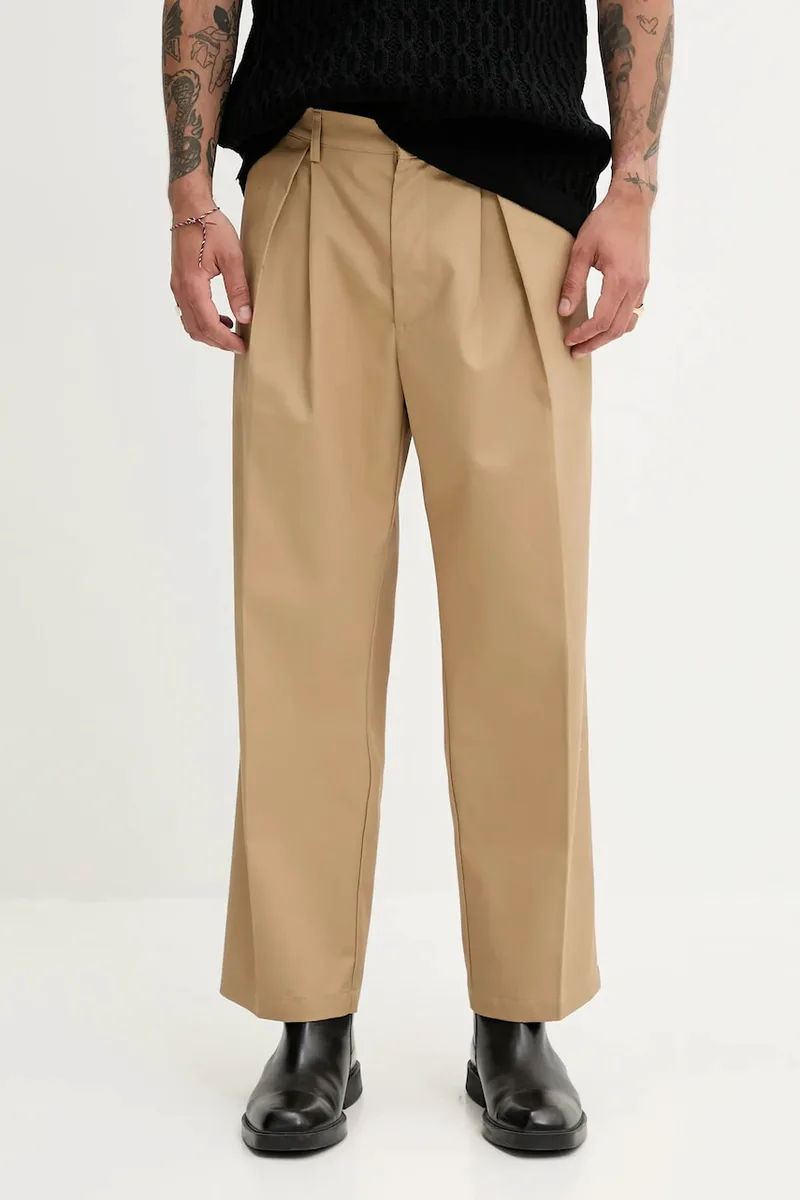 Παντελόνι Fiorucci Μπεζ Logo Embroidered Chino Trousers