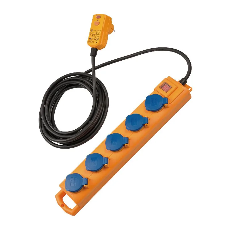 Πολύπριζο 5 θέσεων με βυσμα RCD 1159900805 SL 554 DE FI 5m H07RN-F 3G1.5 BRENNENSTUHL