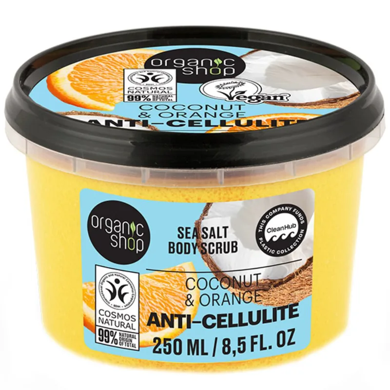 Organic Shop Sea Salt Anti-Cellulite Coconut & Πορτοκαλί Body Scrub Scrub Σώματος Κατά της Κυτταρίτιδας με Θαλασσινό Αλάτι, Καρύδα & Πορτοκάλι 250ml