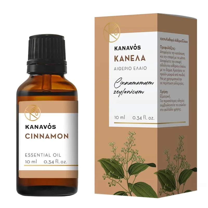 Kanavos Cinnamon Essential Oil Αιθέριο Έλαιο για Φυσικό Αρωματισμό του Χώρου, Κατάλληλο για Εισπνοές που Προσφέρει Χαλάρωση & Ευεξία 20ml - Κανέλα