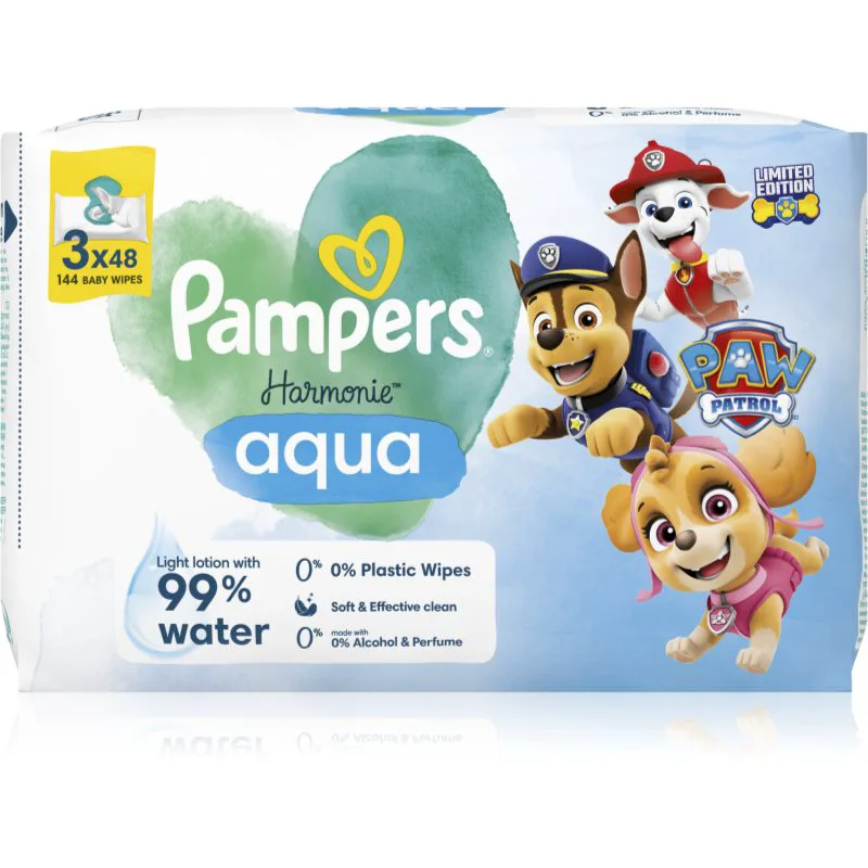 Pampers Harmonie Aqua Paw Patrol υγρά μαντηλάκια καθαρισμού για παιδιά 144 τμχ