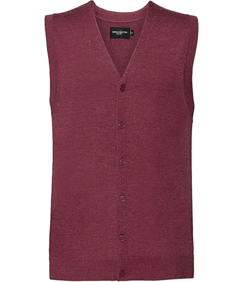 Ανδρικό αμάνικο πουλόβερ V-Neck Knitted Russell Europe R-719M-0 Cranberry Marl