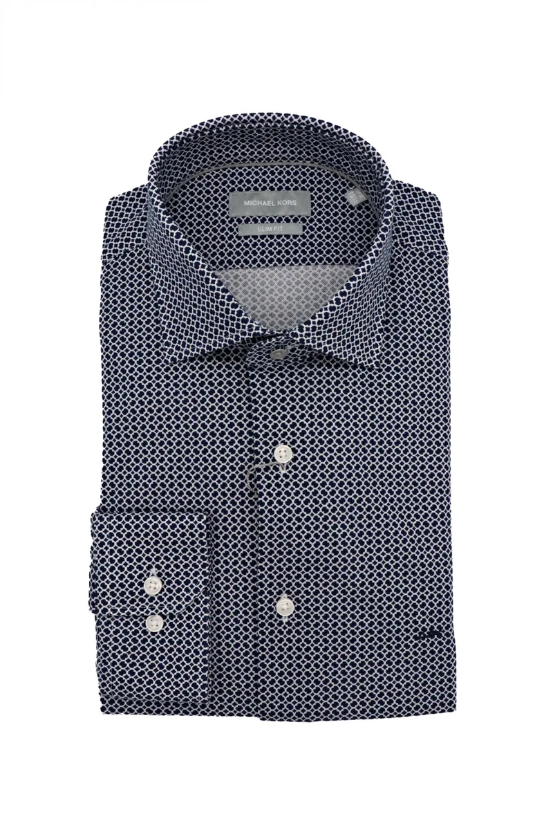 MICHAEL KORS ΠΟΥΚΑΜΙΣΟ ΜΙΚΡΟΣΧΕΔΙΟ SLIM FIT ΜΠΛΕ