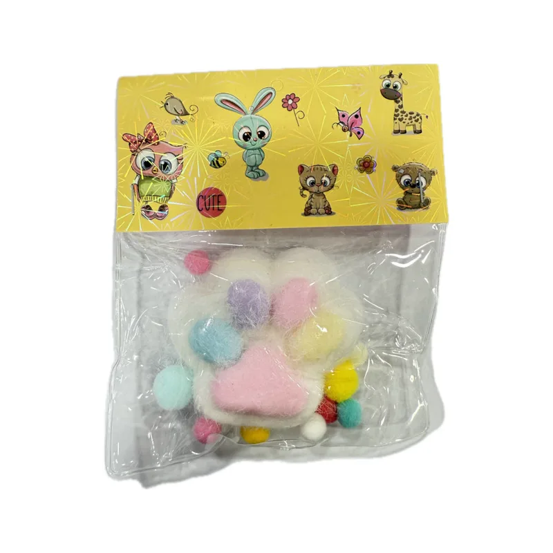 Antistress Pinch Family Squishy Πατούσα Λευκή Taba με Pon Pon