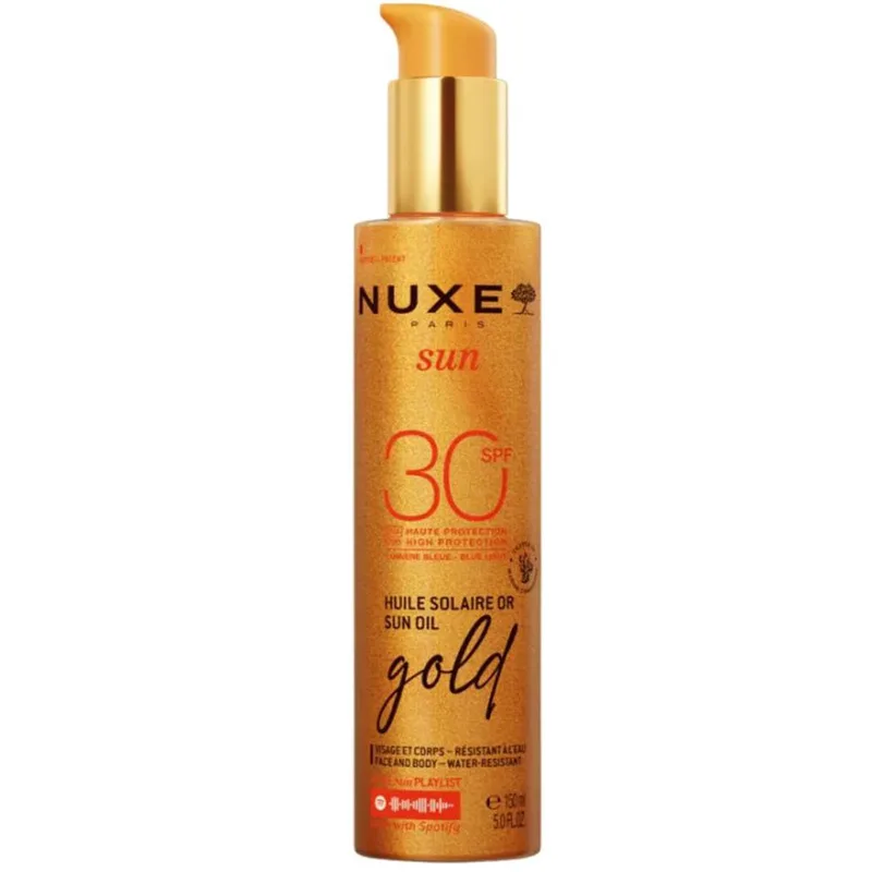 Nuxe Sun Oil Χρυσό Spf30 Ιριδίζον Αντηλιακό Λάδι Υψηλής Προστασίας για Πρόσωπο & Σώμα 150ml