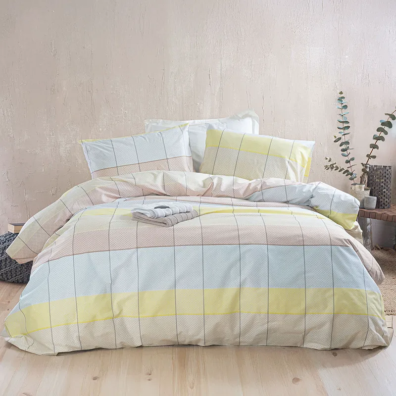 Σεντόνια King Size (Σετ) 260X280 Rythmos Colette Κιτρινο-Γαλαζιο Χωρίς Λάστιχο (260x280)