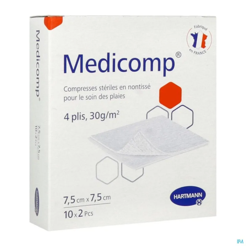 Hartmann Sterile Non-woven Tablets 7.5x7.5cm Box of 10 Sachets of 2 Medicomp