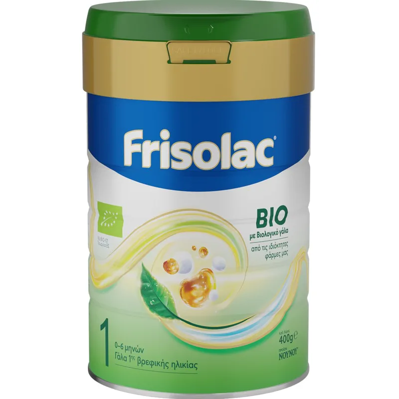 Frisolac Bio 1, 0-6m Βιολογικό Γάλα σε Σκόνη 1ης Βρεφικής Ηλικίας με Ολιγοσγχαρίτες από τη Γέννηση έως τον 6° Μήνα 400g