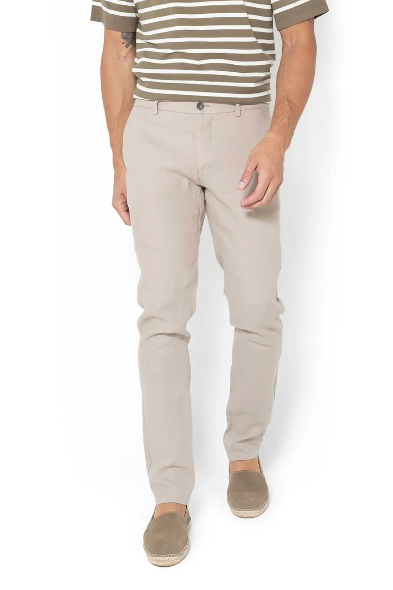 The Bostonians ανδρικό λινό παντελόνι chino Regular Fit - CN3010424 Μπεζ