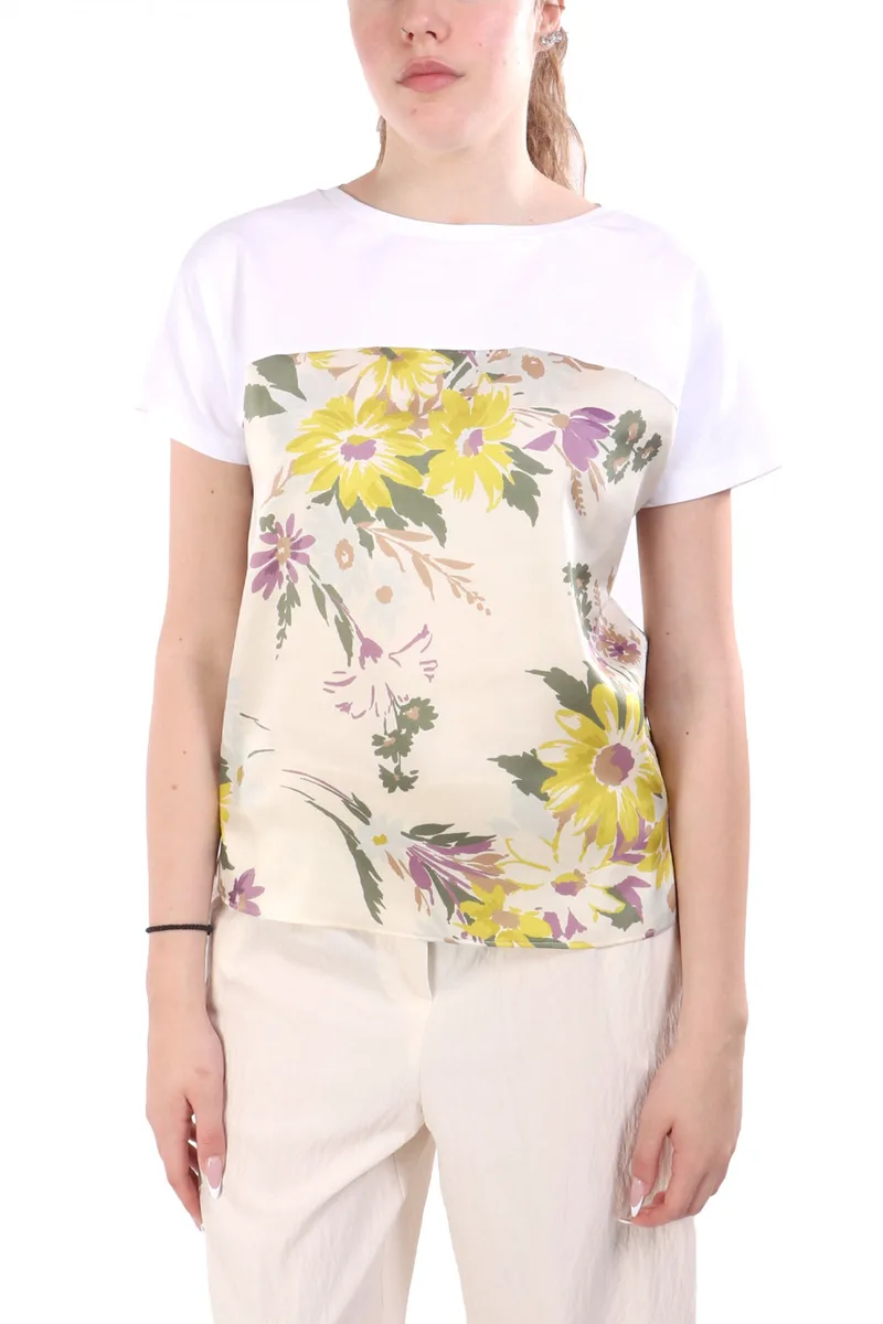 MARELLA EMME T-SHIRT EMMLAMPADA FLORAL ΛΕΥΚΟ-ΕΚΡΟΥ