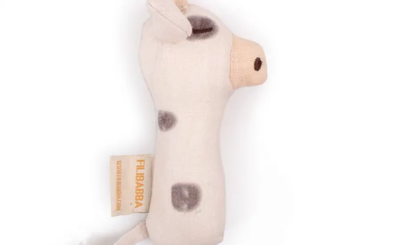 Filibabba Linen Rattle – Cow