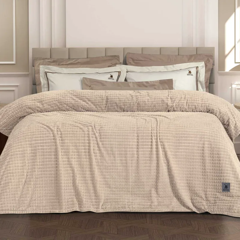 Κουβέρτα Fleece Υπέρδιπλη 220x240 Greenwich Polo Essential 3448 Ecru 220x240