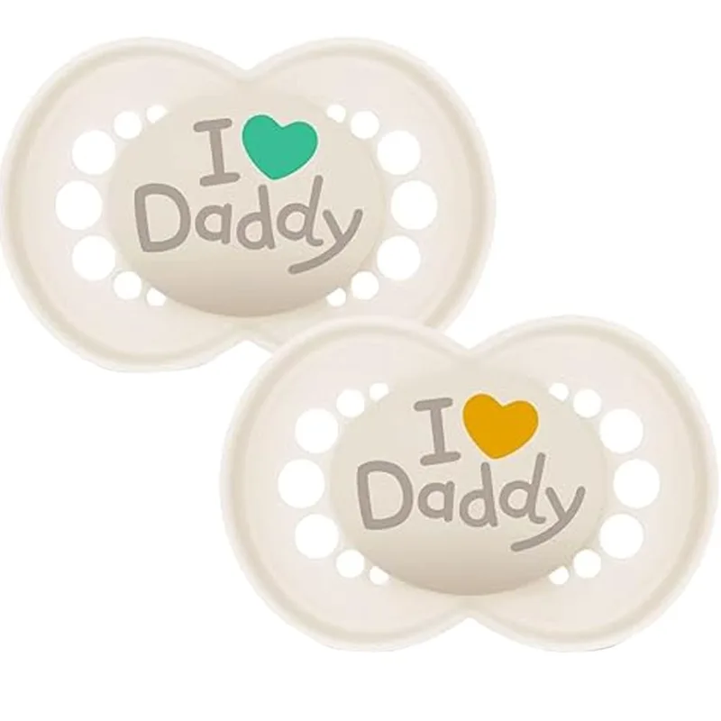Mam Original I Love Daddy Orthodontic Silicone Soother 16m+, Ορθοδοντική Πιπίλα Σιλικόνης για Χαλάρωση & Ανακούφιση Κωδ 265SU1c 2 Τεμάχια - Κρεμ