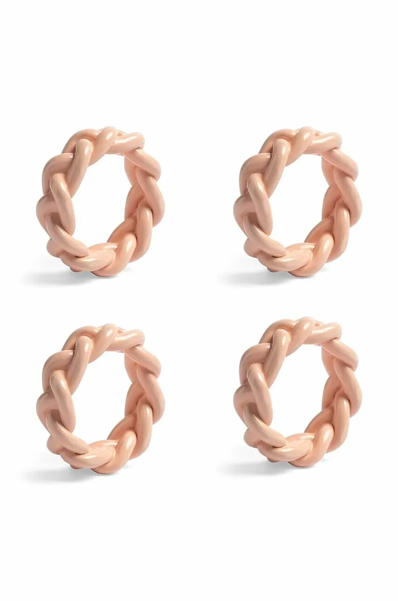 Δαχτυλίδια χαρτοπετσέτας &k amsterdam Braid Ροζ Set 4-pack