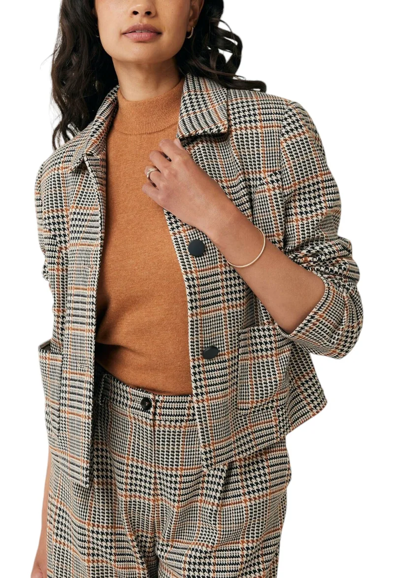 Σακάκι Mexx Checked With Pockets CF0721036W-Camel Γυναικείο