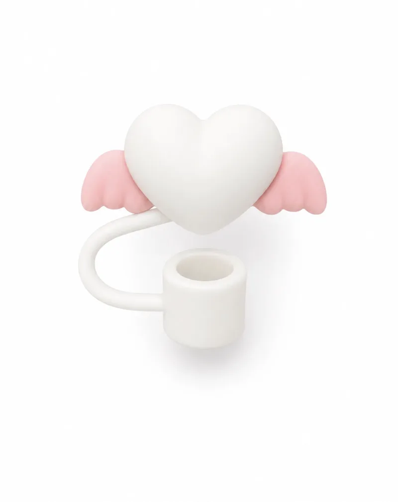 Καπάκι Σιλικόνης Straw Tumbler Lid - White Heart