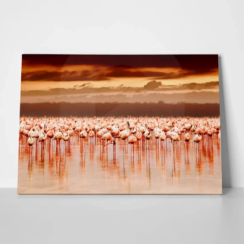 Πινακας σε καμβά FLAMINGOS IN THE SUNSET