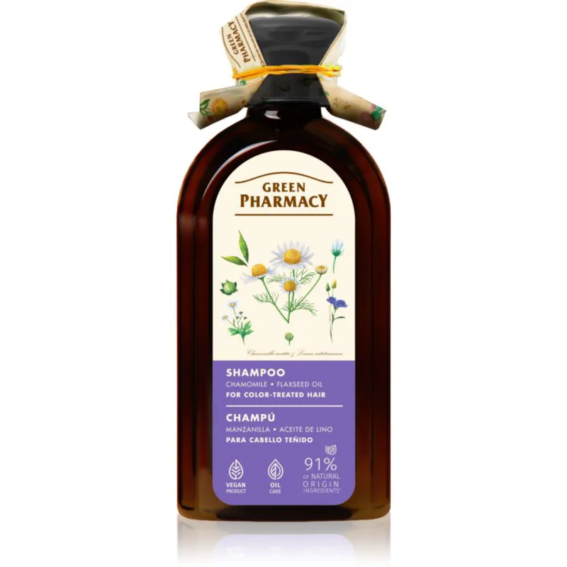 Green Pharmacy Chamomile & Linseed Oil Shampoo περιποιητικό σαμπουάν για βαμμένα μαλλιά 350 ml