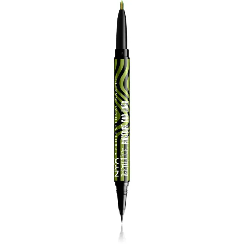 NYX Professional Makeup Beetlejuice Pinstripe Duo Liner λάινερ ματιών 2 σε 1 απόχρωση 03 Green Chrome 0,5 ml