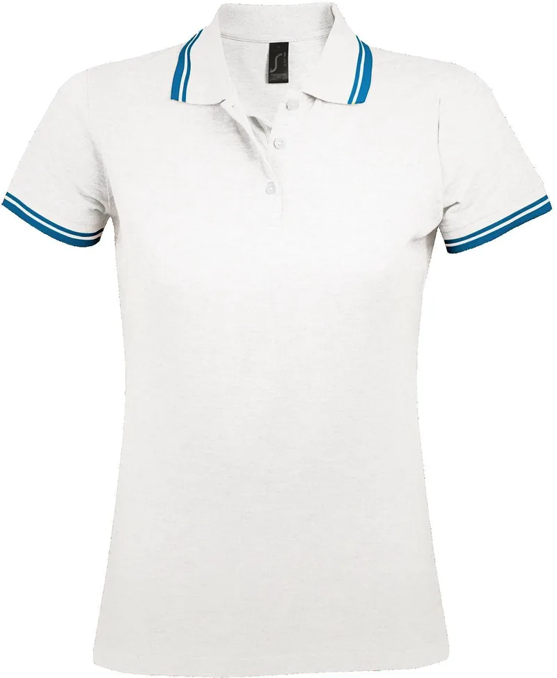 Γυναικείο πόλο πικέ Pasadena Women SOLS 00578 White/Aqua