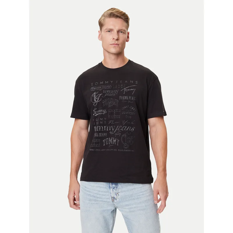 Tommy Jeans T-Shirt Archive Logos DM0DM21584 Μαύρο Relaxed Fit