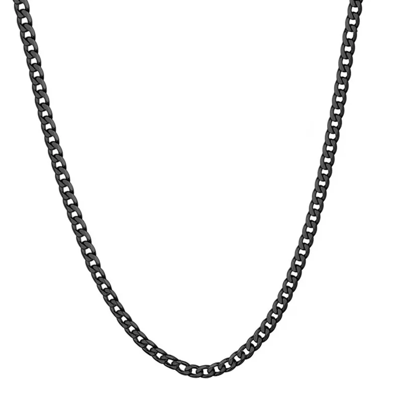 Jt Unisex αλυσίδα λαιμού ατσάλι cuban λεπτή 3.7mm Μαύρο