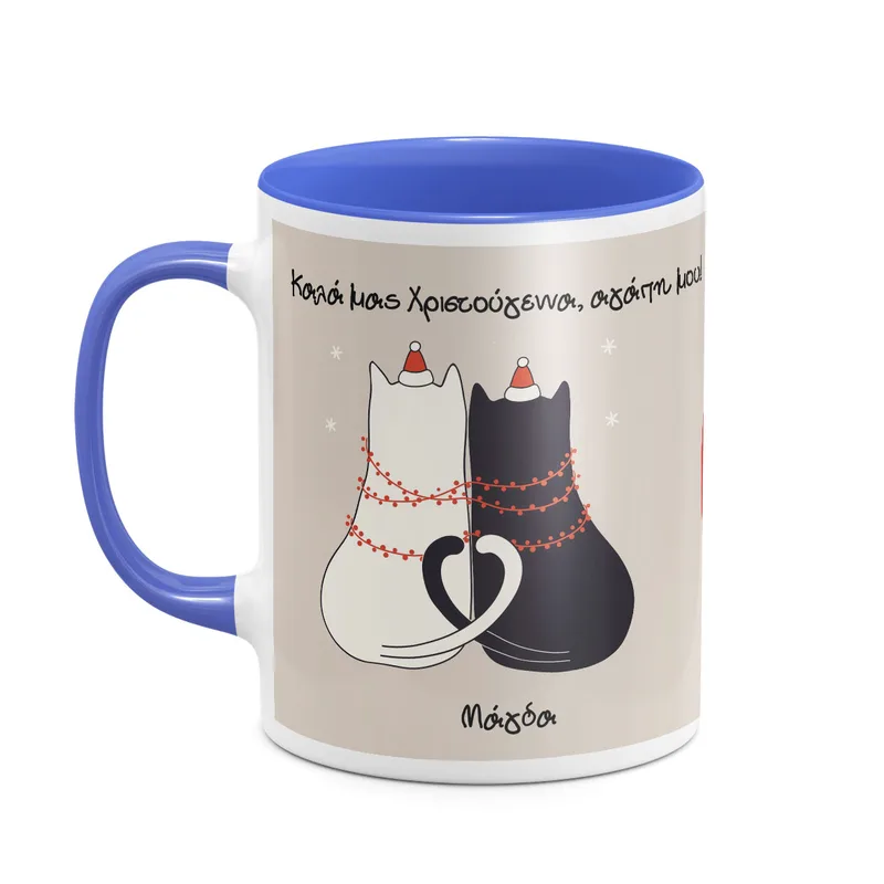 Cats Couple - Κούπα - Μπλε - Απλή