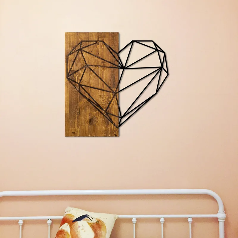 Ξύλινο Διακοσμητικό Τοίχου Heart 899Skl1338 58x58 cm