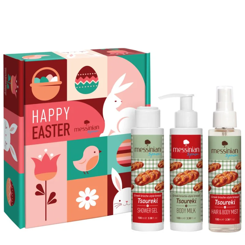 Messinian Spa Promo Tsoureki Shower Gel 100ml & Body Milk 100ml & Hair & Body Mist 100ml