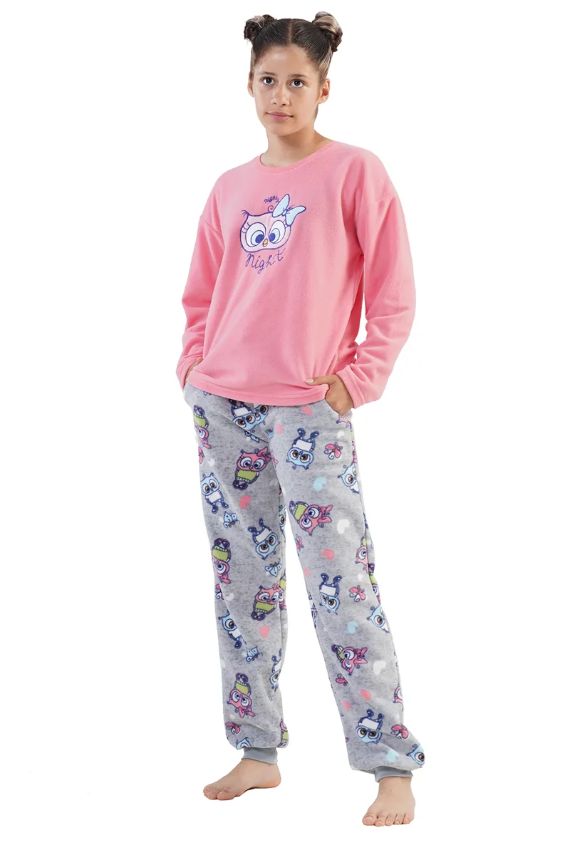 Vienetta Kids Εφηβική χειμερινή fleece πυτζάμα "Night" για κορίτσια (9-16ετών)-201010
