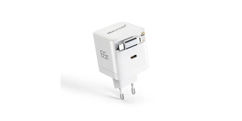 REALPOWER GaN Charger 65W weiss,65 Watt, 2x Type-C