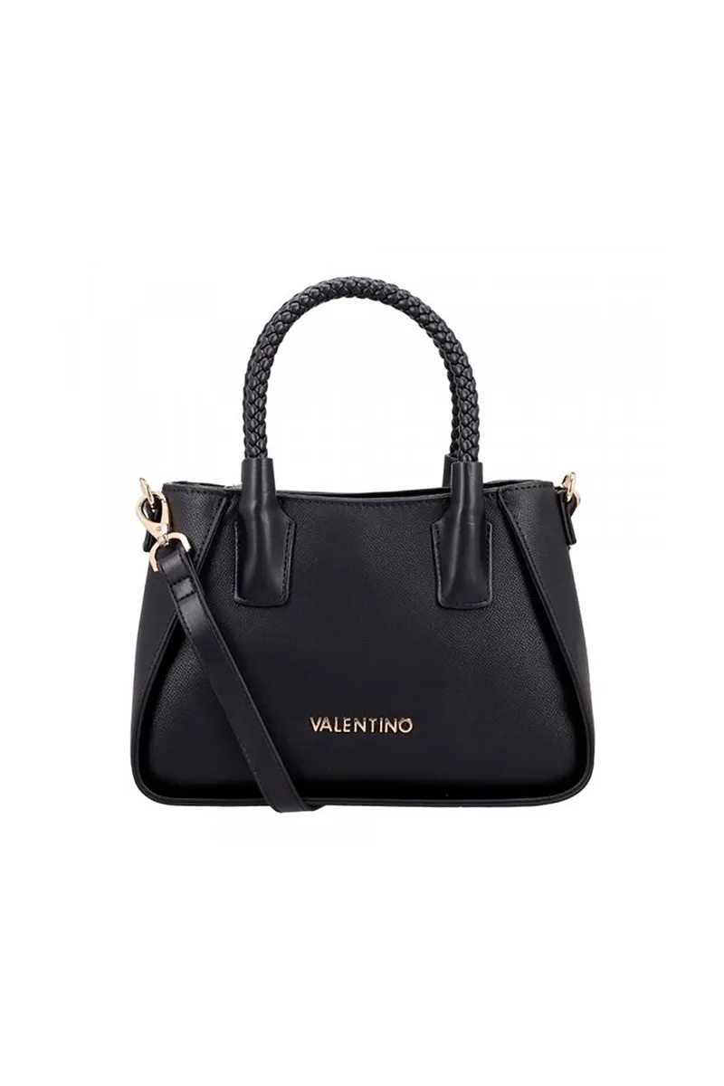 Valentino γυναικεία τσάντα χειρός με διακοσμητικές ραφές και λογότυπο "Eris" - 73LVBS9OM05/ERI Μαύρο