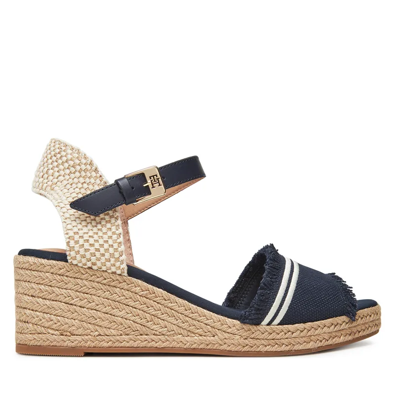 Εσπαντρίγιες Tommy Hilfiger Fringe Canvas Medium Wedge FW0FW08879 Σκούρο μπλε