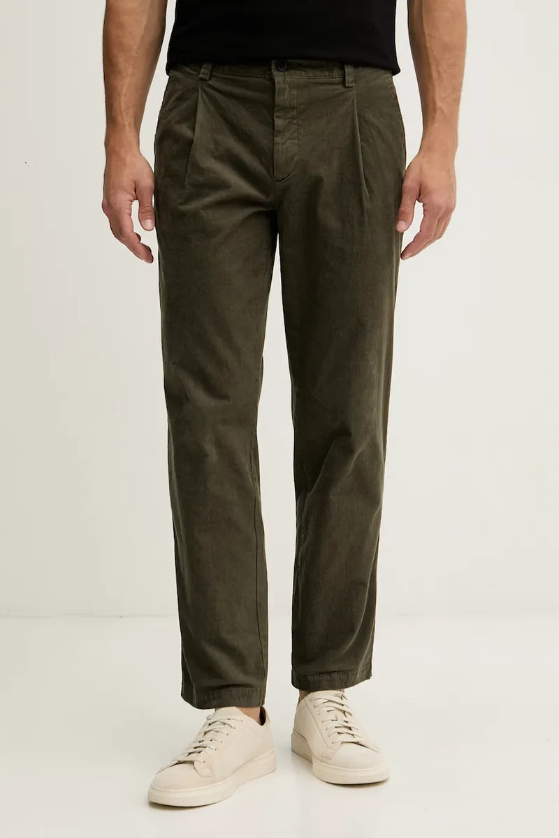 BOSS Πορτοκαλί παντελόνι ανδρικά κοτλέ Chino_Pleated_3