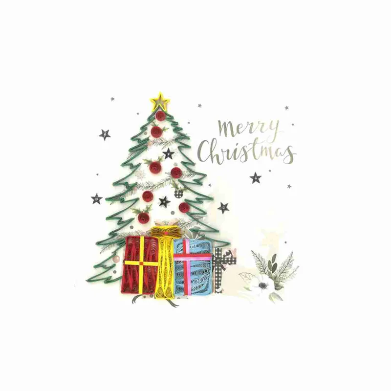 Origamo Ευχετήρια Κάρτα Xmas Xειροποίητη Ανάγλυφη Χριστουγεννιάτικο Δέντρο 16,2χ16,5εκ