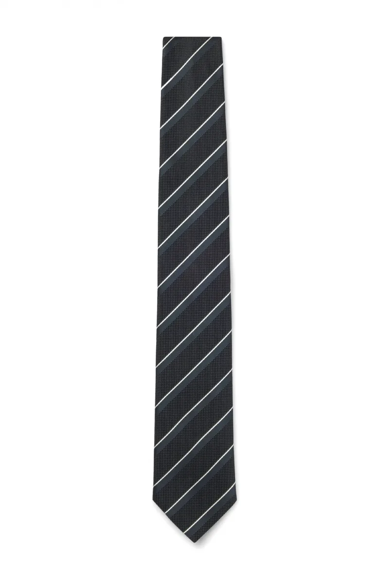 BOSS ΓΡΑΒΑΤΑ ΡΙΓΕ H-TIE 7.5CM ONE ΜΠΛΕ-ΜΑΥΡΟ
