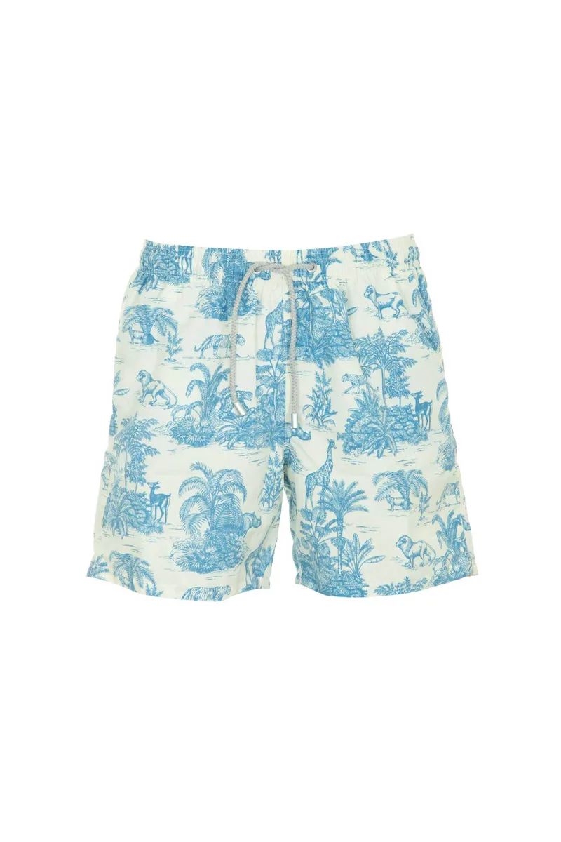 MC2 Saint Barth ανδρικό μαγιό σορτς με all-over safari print - GUS0001-03837L Λευκό - Μπλε