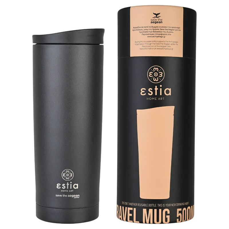 ΘΕΡΜΟΣ TRAVEL MUG SAVE THE AEGEAN 500ml MIDNIGHT BLACK