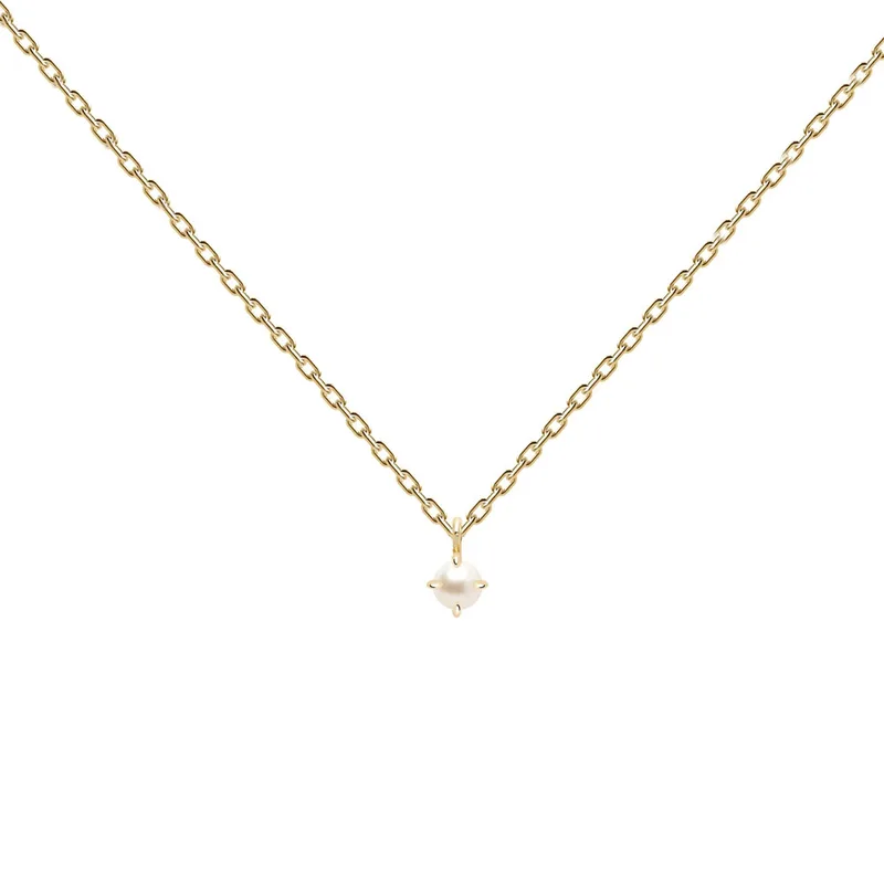 PDPAOLA SOLITARY PEARL Κολιέ από Επιχρυσωμένο Ασήμι CO01-147-U