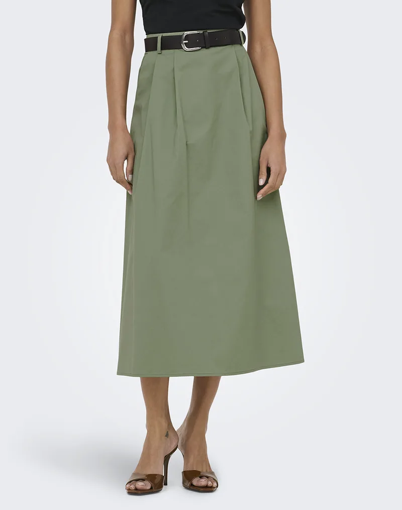 ONLY ONLZORA HW LONG BELT SKIRT PNT 15370607-Oil Green Olive