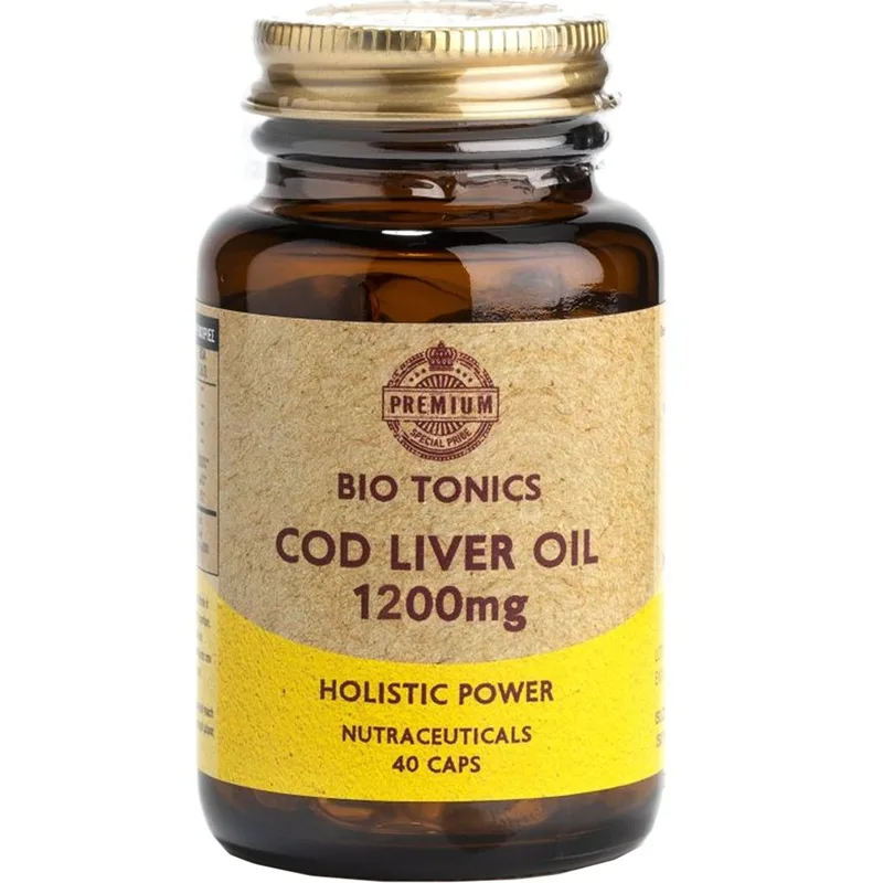 Bio Tonics Cod Liver Oil 1200mg Συμπλήρωμα Διατροφής Μουρουνέλαιου Πλούσιο σε Ωμέγα 3 Λιπαρά Οξέα για τη Σωστή Λειτουργία της Καρδιάς, του Εγκεφάλου & της Όρασης 40caps