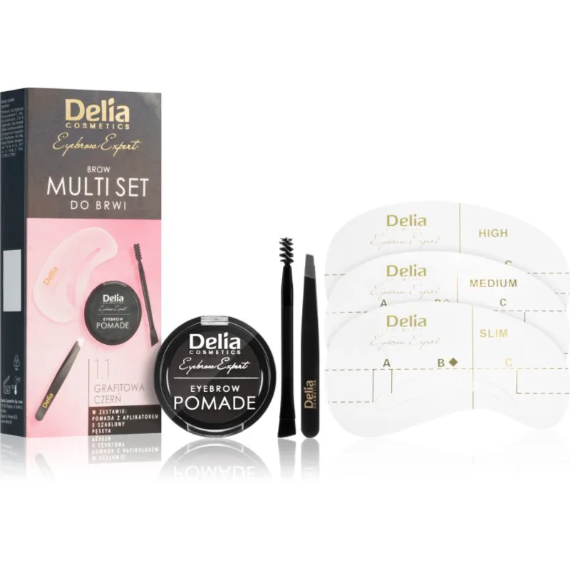 Delia Cosmetics Eyebrow Expert Zest Κιτ για τα φρύδια απόχρωση 1.1 Graphite Black 1 τμχ
