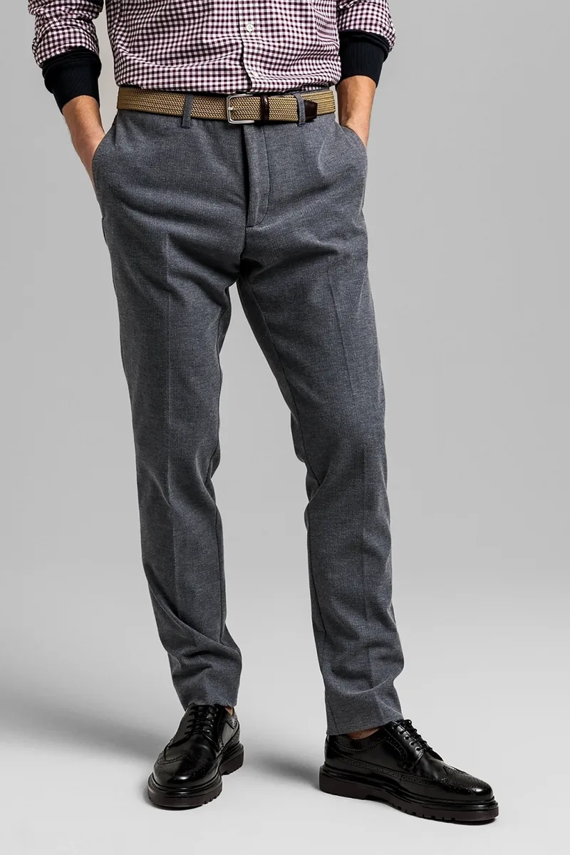 Gant ανδρικό chino παντελόνι Slim fit "Ηerringbone" - 1505074 Γκρι