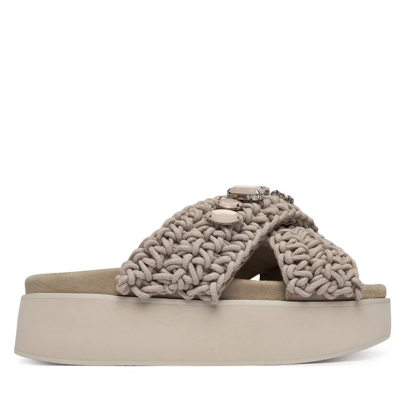 Παντόφλες Inuikii Woven Stones Platform 1004.005.0043 Ανοιχτό γκρι
