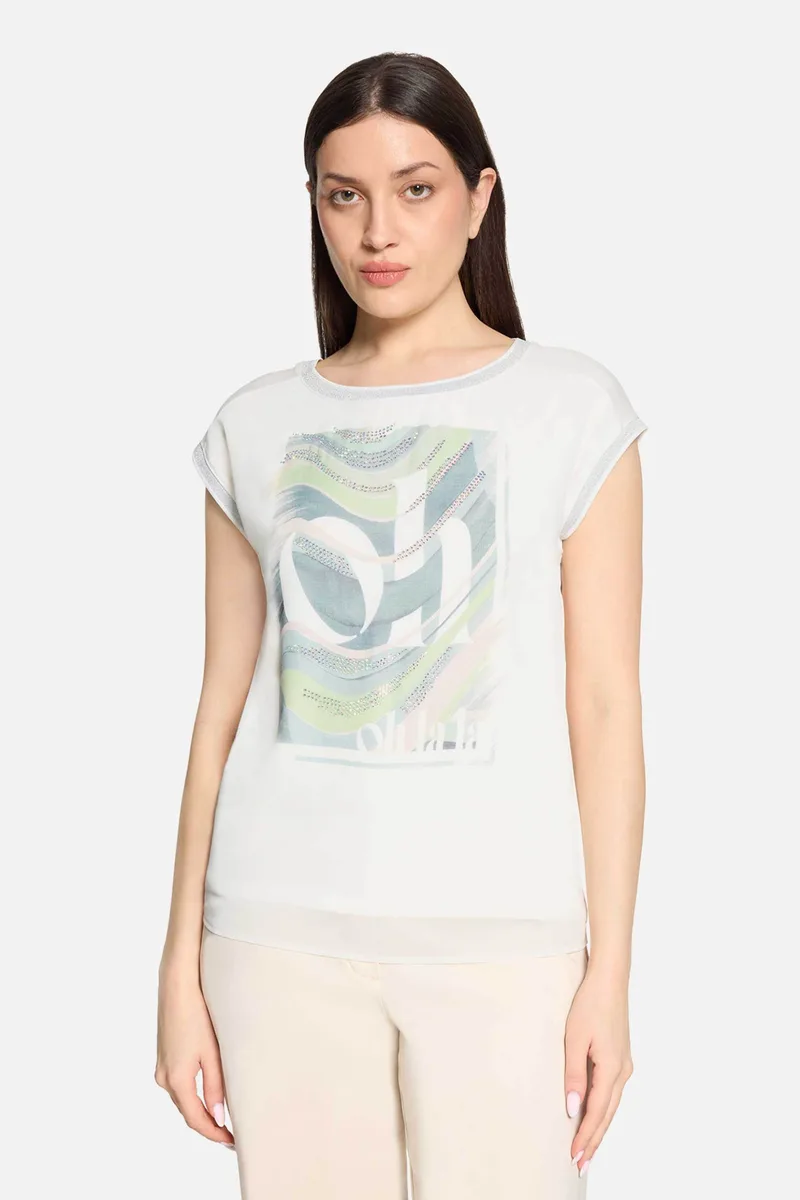 Betty Barclay γυναικείο Τ-shirt με all-over print και στρας - 2770/2063 Λευκό