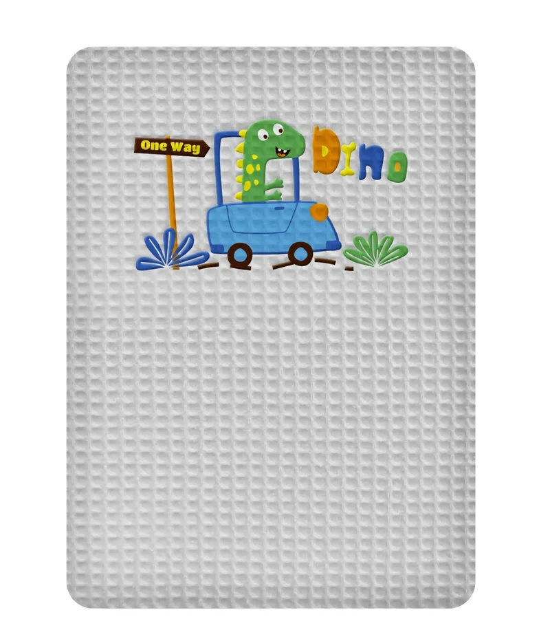Κουβέρτα Πικέ Αγκαλιάς Adam Home Dino Grey 80x110