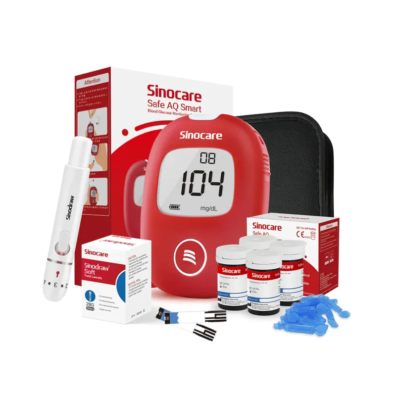 Sinocare Safe AQ Smart Blood Sugar Monitor – Portable, No Coding, Painless Diabetic Test Kit | 1pc meter+25pcs×(strips+lancets) | mmol/L