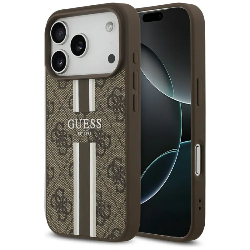 Θήκη Guess 4G Printed Stripes Magsafe Brown iPhone 17 Pro