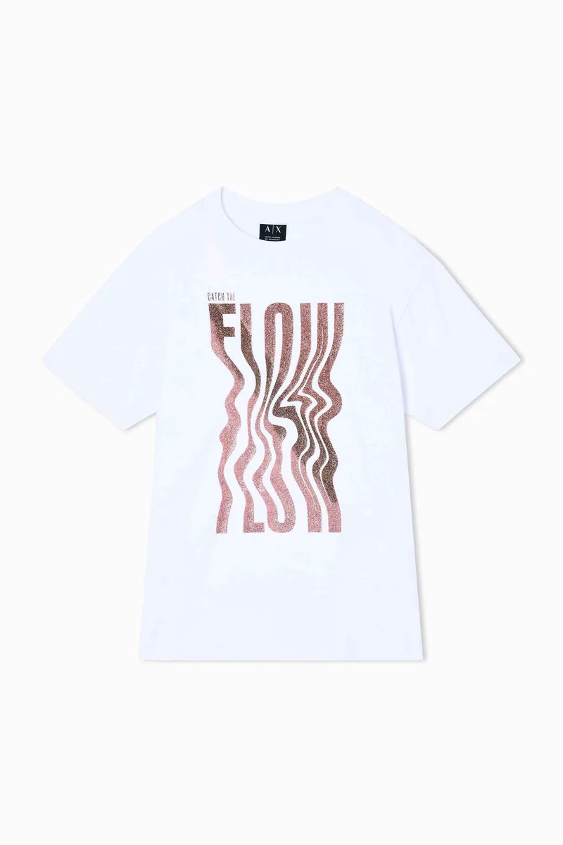 Armani Exchange γυναικείο T-shirt με print Relaxed Fit - XW001805AF15085 Λευκό